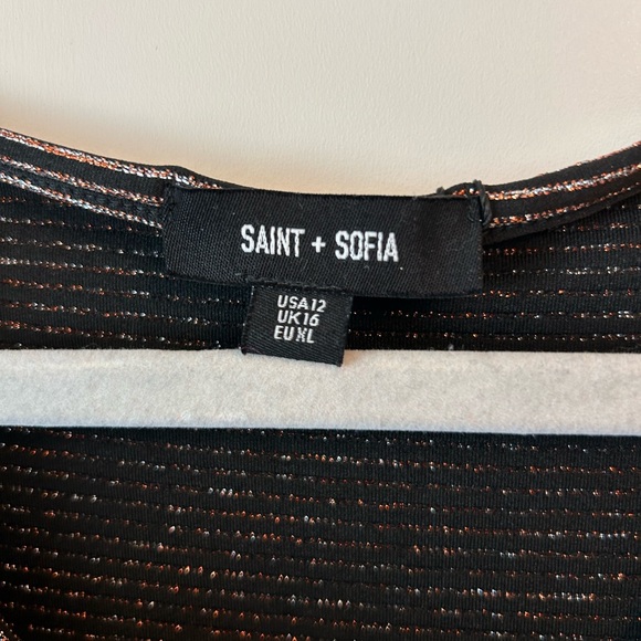 NWT Saint and Sofia Cowl Neck metallic dress size 12 - Picture 3 of 5